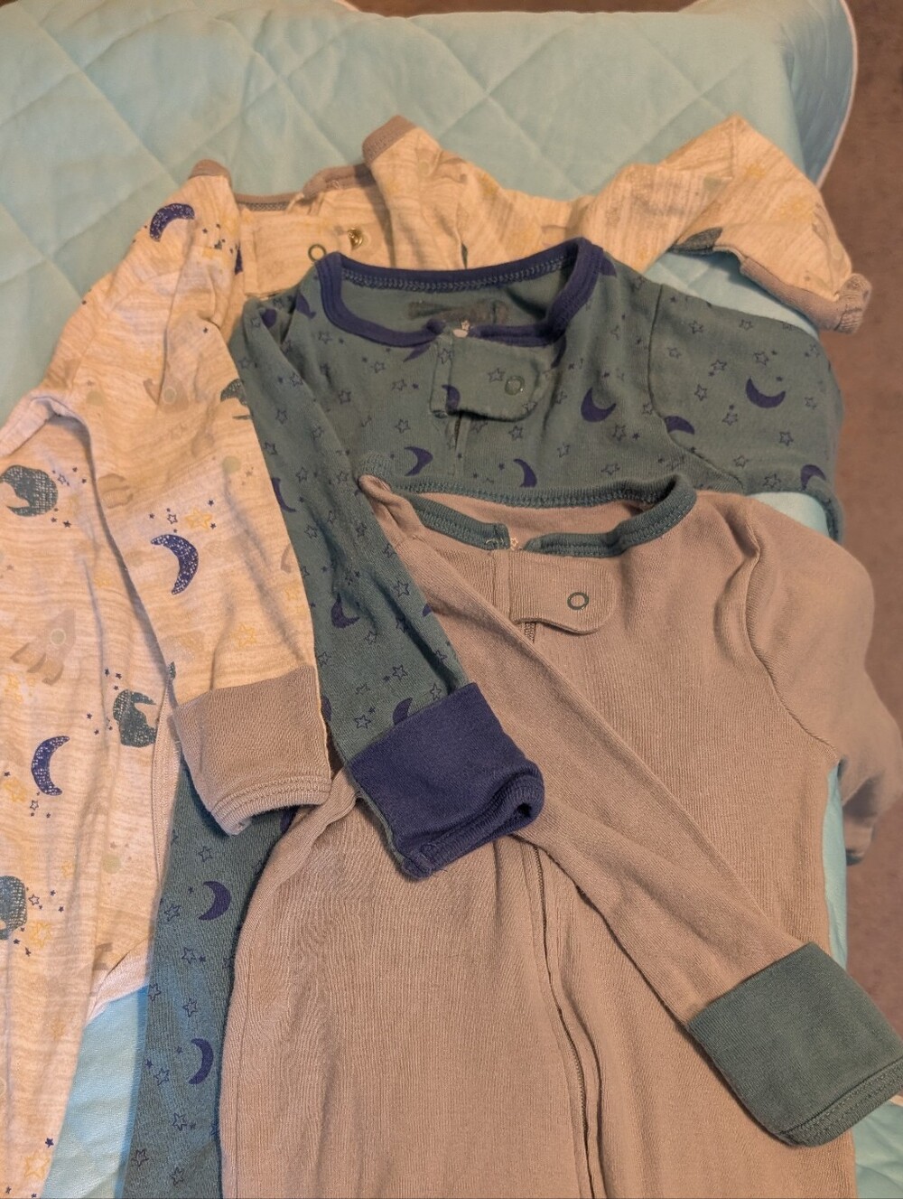 Cloud Island Space Stars Moons Footies Zipper Pajamas 6-9 Month